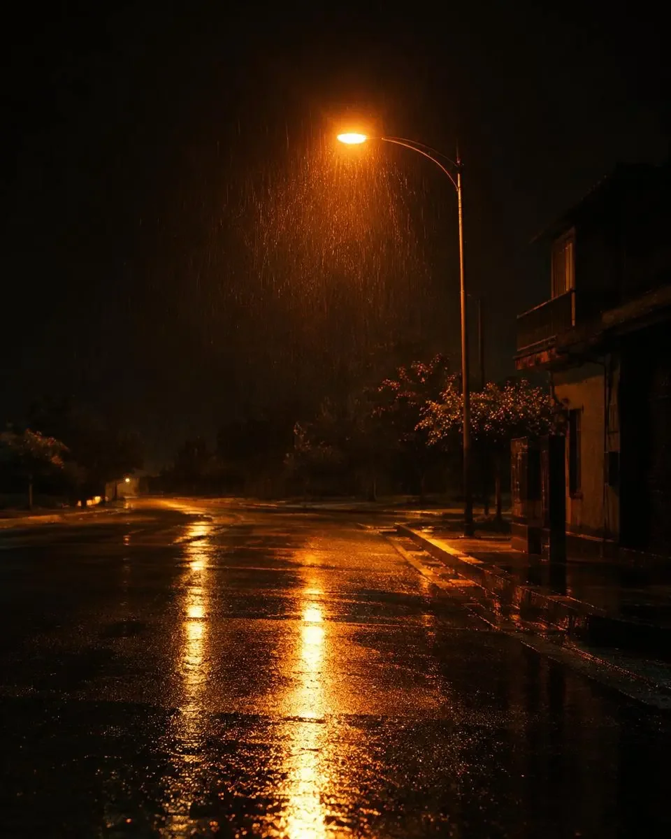 吃瓜爆料大赛剧组风云封面：橙灯下雨夜的空街与湿地面反光
